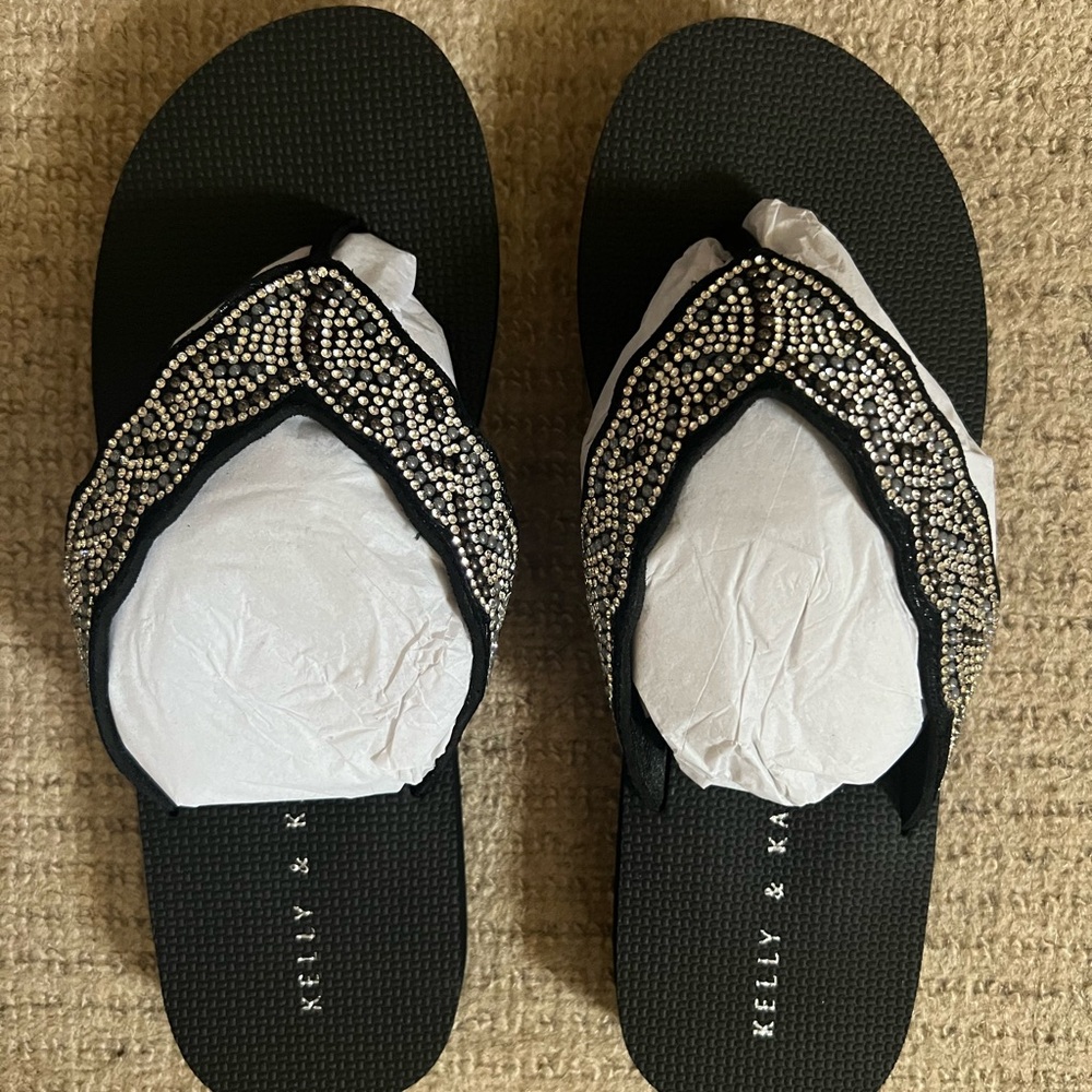 Kelly & Katie Black Sandals with Rhinestone Accents